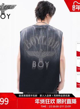 BOYLONDON夏季男女同款渐变色大翅膀时尚街头朋克风无袖T恤N02003