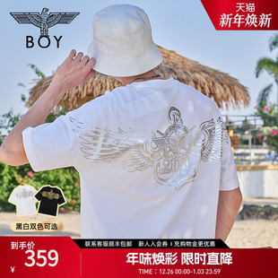 烫银烫钻翅膀印花短袖 BOYLONDON夏季 T恤N01063 航海系列
