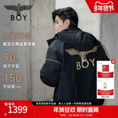 BOYLONDON黑短款 黄金法则 羽绒服情侣可脱卸帽外套90绒N28910