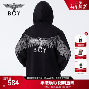 上衣反光翅膀印花连帽卫衣N04800 BOYLONDON春情侣款 暗夜之翼