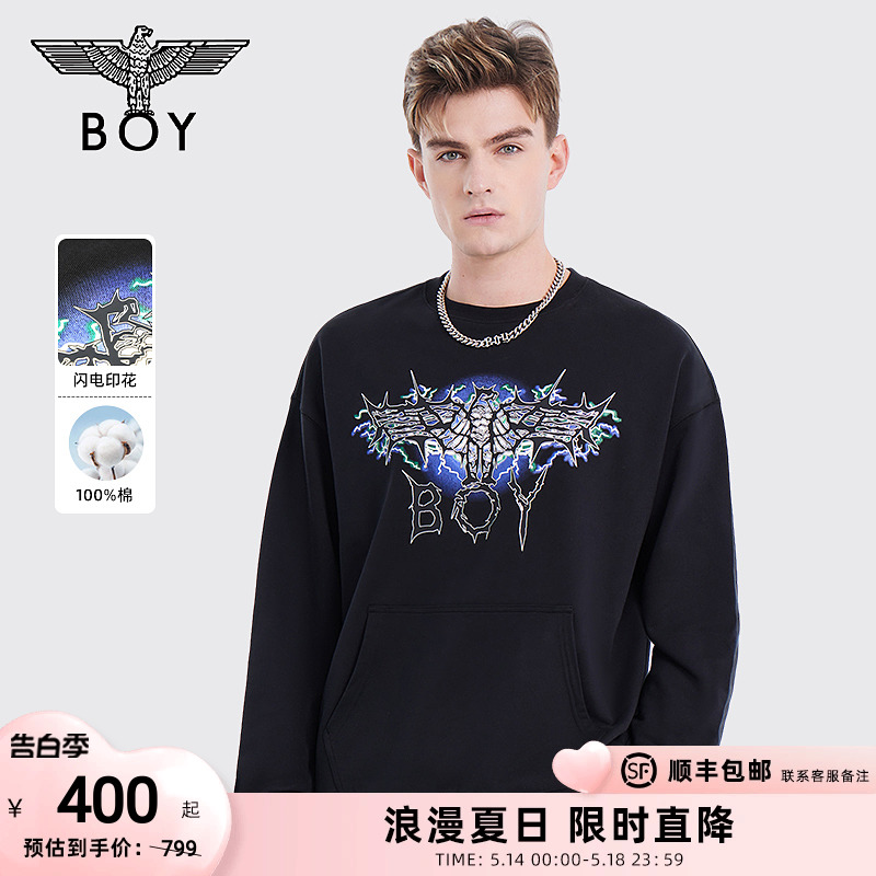 BOYLONDON潮牌卫衣男女同款冬季纯色针织圆领套头上衣N03902