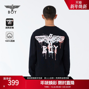 时尚 长袖 涂鸦印花休闲潮酷圆领卫衣N03951 男女同款 BOYLONDON春季