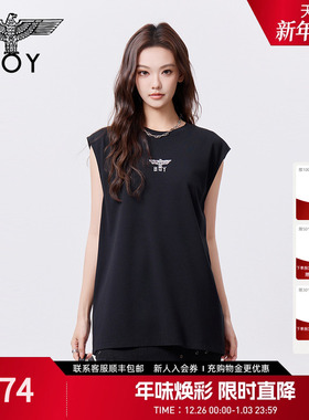 BOYLONDON春夏男女同款休闲潮牌印花无袖T恤N02001