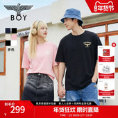 T恤N01916 简约休闲宽松针织短袖 小logo BOYLONDON春夏情侣款