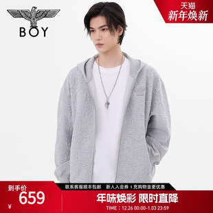 卫衣N06016 外套字母提花宽松休闲连帽开衫 BOYLONDON春季 男女同款