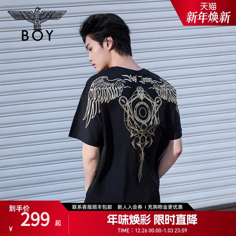 【暗黑罗盘】BOYLONDON夏情侣款短袖权杖印花炸街潮牌T恤N