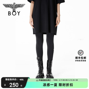 W16001 显瘦黑色打底裤 LOGO印花弹性修身 BOYLONDON潮牌女士长裤