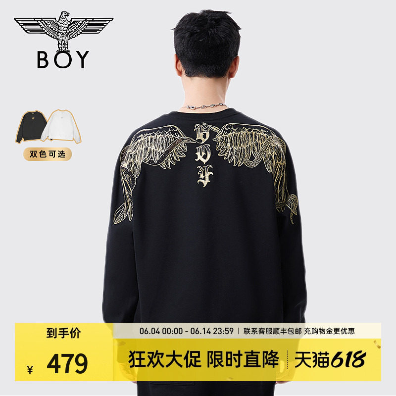 【赫尔墨斯】BOYLONDON春季男女同款潮牌印花套头圆领卫衣N03008