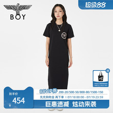 【夏日画廊】BOYLONDON夏女士长裙显瘦开叉宽松黑色连衣裙W17703