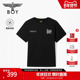 BOYLONDON个性 T恤N01087 男女同款 印花潮流凉感休闲黑色短袖 夏季