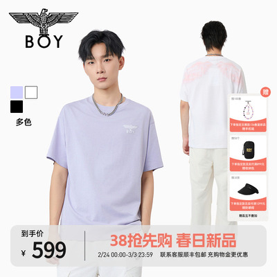 BOYLONDON时尚潮牌烫钻渐变翅膀短袖2026春夏新款男女T恤N01019