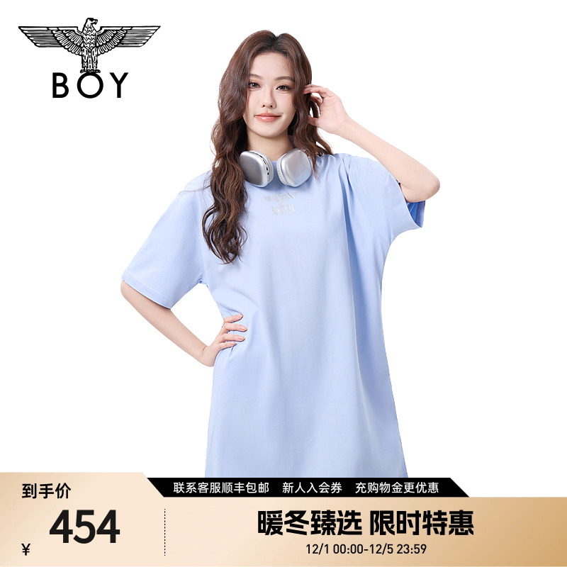 BOYLONDON女春夏连衣裙机械翅膀清新baby蓝针织裙N17001