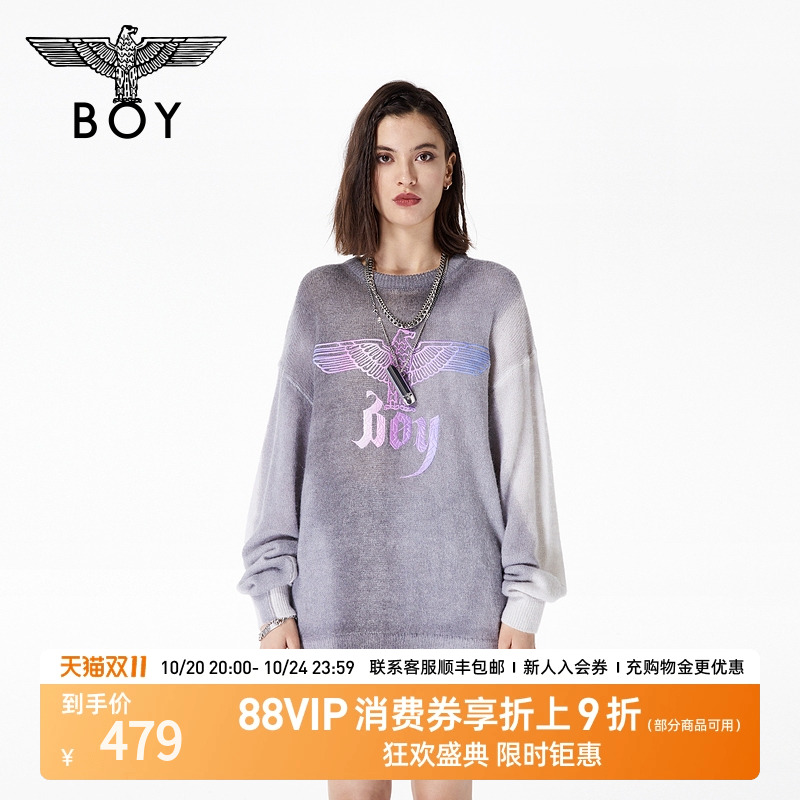 BOYLONDON男女款渐变彩色针织衫
