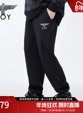 BOYLONDON春情侣款长裤经典百搭小金标束脚透气运动休闲裤N15005