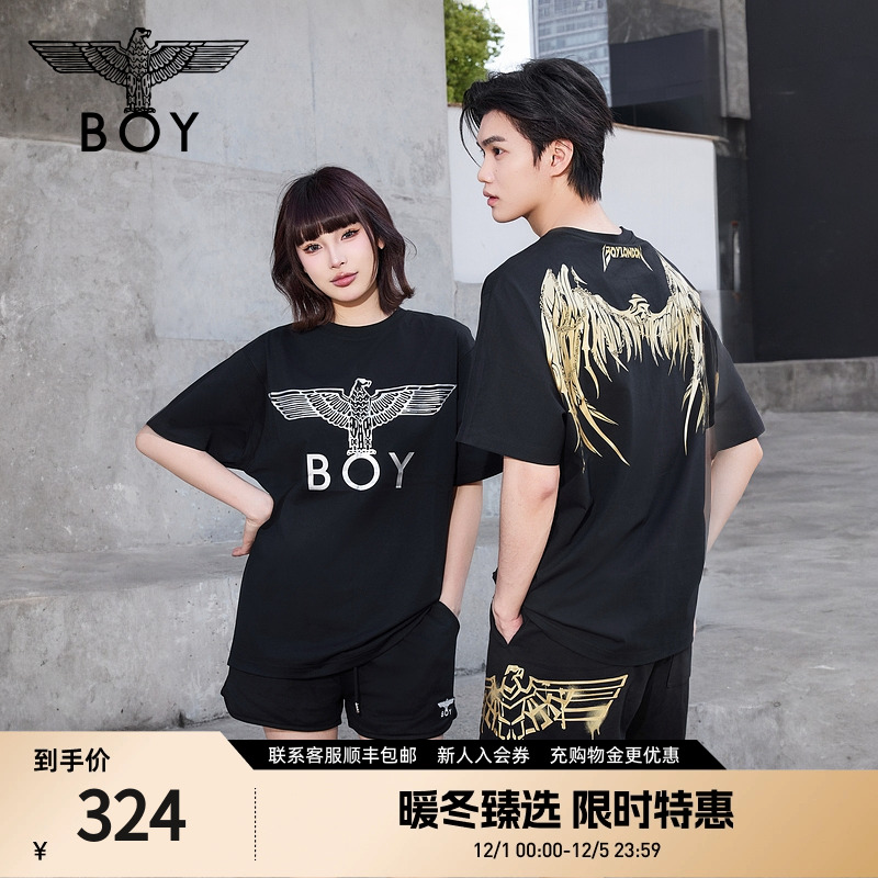 【金翼锁链】BOYLONDON短袖时尚潮流情侣款男女同款凉感T恤N01918