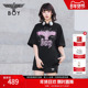 暗夜星辰 BOYLONDON夏季 情侣款 短袖 烫钻老鹰logo潮牌T恤N01003