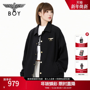 新款 BOYLONDON2025春季 情侣朋克潮牌夹克外套N23024 黑金骑士