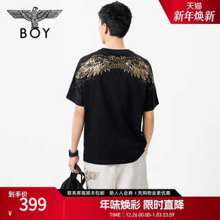 简约白色潮牌休闲短袖 BOYLONDON25新品 时尚 情侣款 T恤N01255 夏季