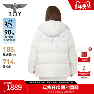 【鹅绒】BOYLONDON短款羽绒服情侣款潮牌轻盈保暖外套90绒N28060