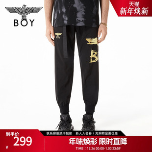 N34005 痞帅炸街中高腰黑色休闲卫裤 BOYLONDON潮牌长裤 男女同款