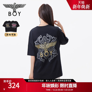 BOYLONDON春夏男女同款 T恤N01924 烫金潮牌高街圆领短袖