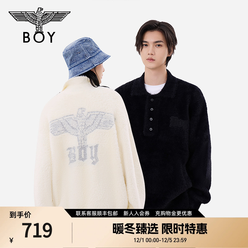 【奶油泡芙】BOYLONDON秋季情侣潮牌衬衫领针织衫POLO毛衣N60009