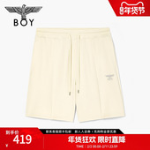 logo米白色抽绳短裤 BOYLONDON春夏男女同款 休闲裤 N14008