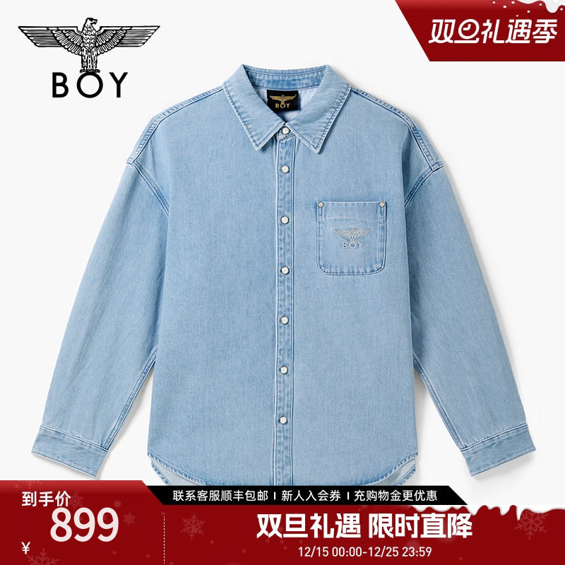 BOYLONDON25新品男女同款秋季外套刺绣牛仔长袖衬衫N48005