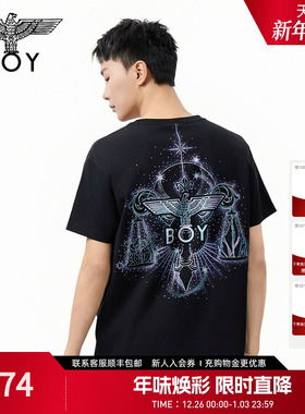 BOYLONDON天平印花时尚高街潮牌休闲短袖夏季男女同款T恤N01111