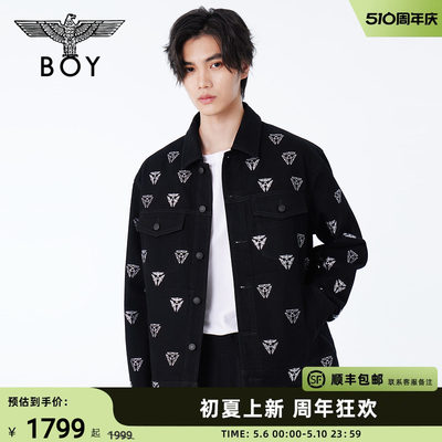 boylondon24烫钻三鹰标牛仔外套