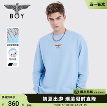 【摇滚火焰】BOYLONDON冬情侣款长袖印花斜纹绣花套头卫衣N03900