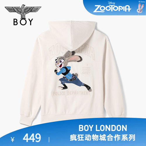 【迪士尼疯狂动物城合作】BOYLONDON朱迪开衫卫衣秋季外套N06040