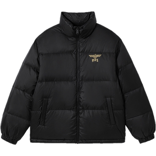 【哥特世家】BOYLONDON冬烫金黑色保暖90绒短羽绒服男女款N28912