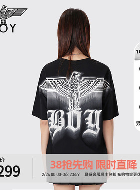 BOYLONDON春夏男女同款短袖经典老鹰潮流圆领T恤N01031