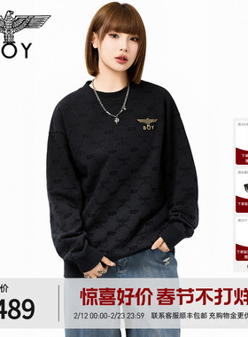 【黑翼金章】BOYLONDON春季男女同款潮牌高街圆领套头卫衣N03904