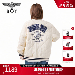 男女新款 BOYLONDON冬季 棉服棒球领夹克外套N29019 奶油泡芙