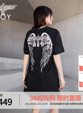 BOYLONDON唯美天使翅膀印花针织时尚潮流春夏女款连衣裙W17006