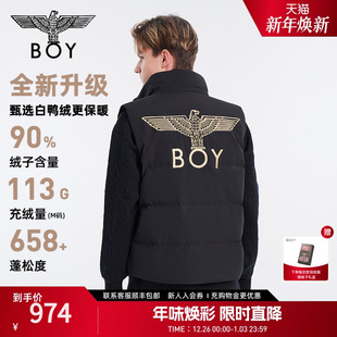 BOYLONDON潮流立领时尚 老鹰logo羽绒马甲外套90绒秋冬男女N30014