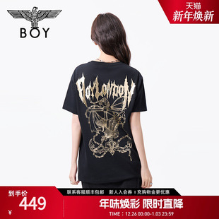 T恤N01016 潮牌短袖 BOYLONDON春夏情侣款 烫金飞翔老鹰时尚