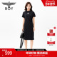 BOYLONDON修身 渐变字母侧开叉T恤裙2026春夏新款 女连衣裙W17001