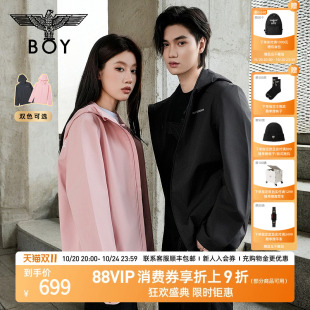 BOYLONDON秋季 情侣外套立领潮流宽松运动休闲拉链连帽夹克N23115