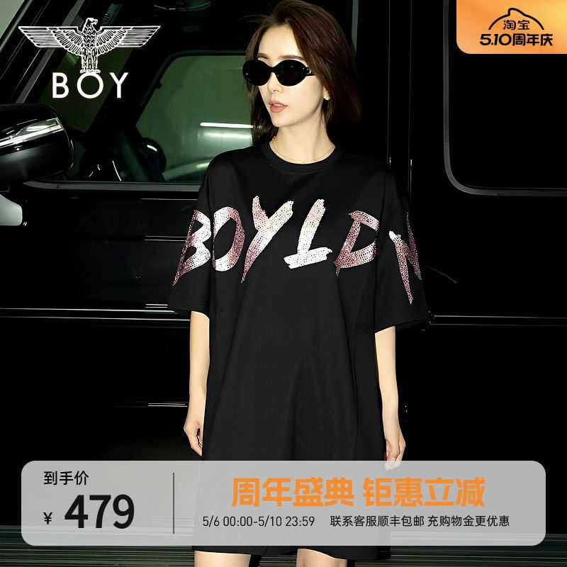 【公主日记】BOYLONDON潮牌连衣裙女夏季时尚高街黑色中裙W