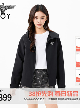 BOYLONDON黑色简约时尚修身百搭夹克2026春季新款女外套W23043