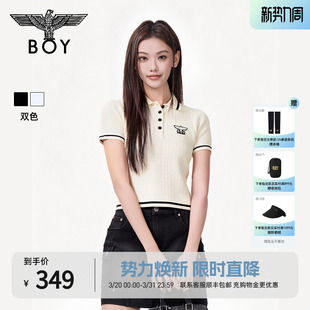 POLO衫 短款 高街潮牌针织衫 女款 W01917 BOYLONDON复古时尚 短袖 修身