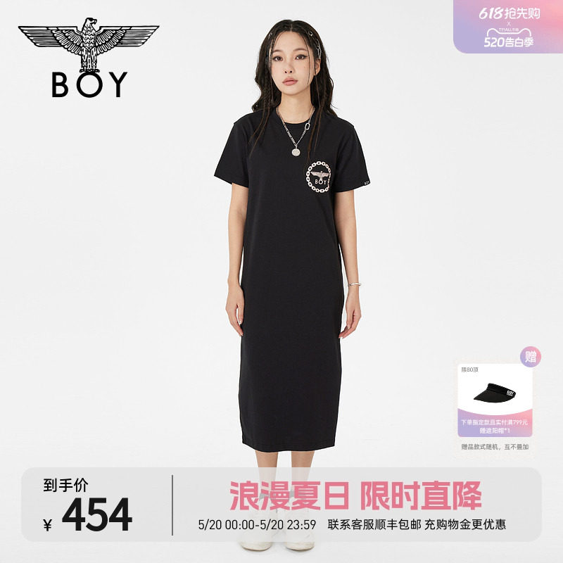 【夏日画廊】BOYLONDON夏女士长裙显瘦开叉宽松黑色连衣裙W