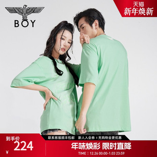 圆领果绿渐变字母运动休闲T恤N01022 夏季 BOYLONDON潮牌短袖 情侣款