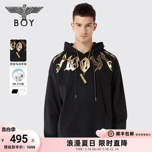 BOYLONDON冬长袖 情侣款 火焰山 高街朋克连帽套头卫衣N04011