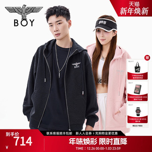 休闲卫衣开衫 满印连帽美式 BOYLONDON春季 外套N06903 草莓慕斯