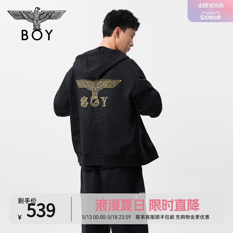 【金鹰印记】BOYLONDON春季男女同款潮牌连帽开衫卫衣N06
