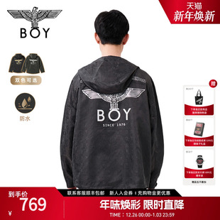 BOYLONDON潮牌夹克外套春季 N23901 户外防水连帽上衣提花男女同款